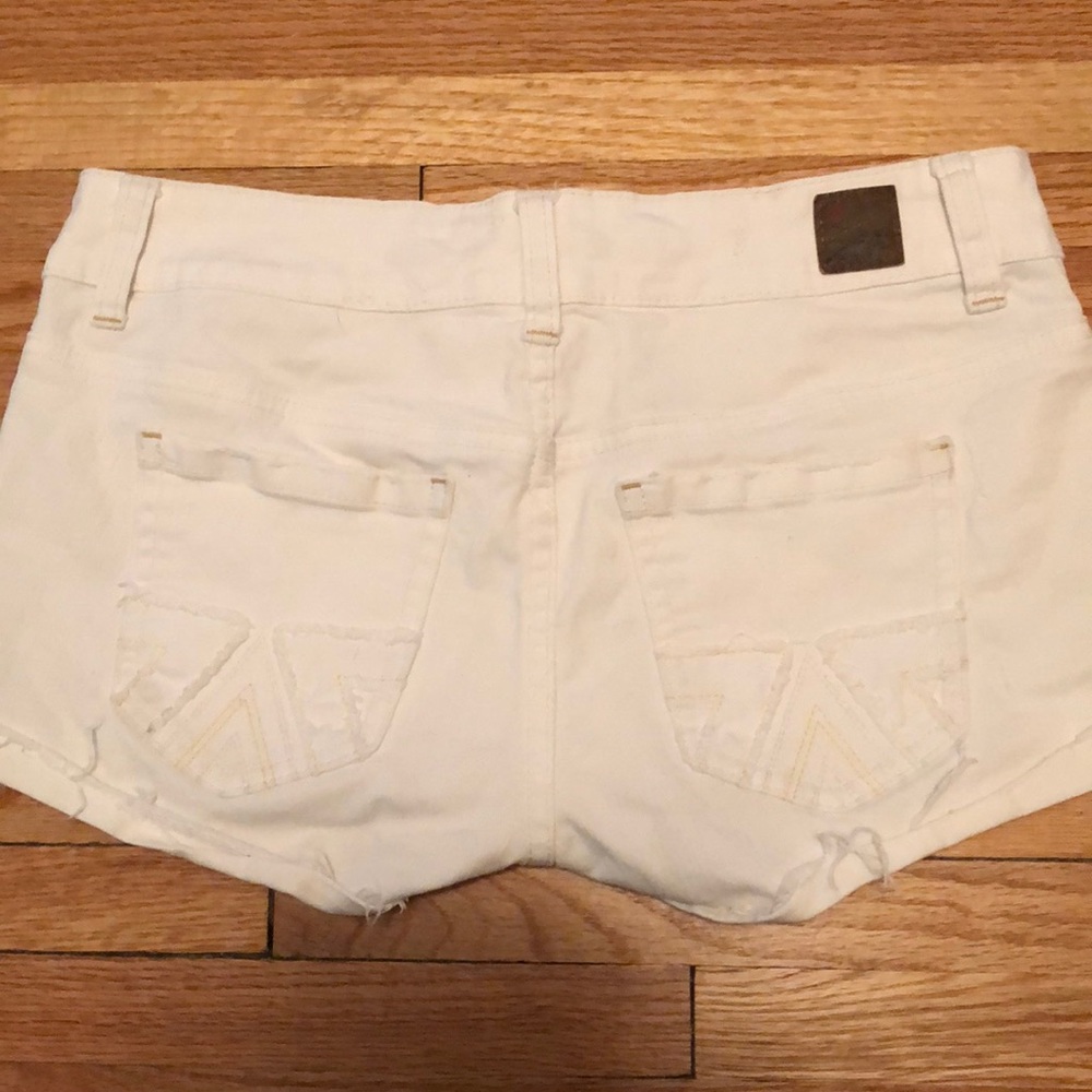 AEO white denim shorts